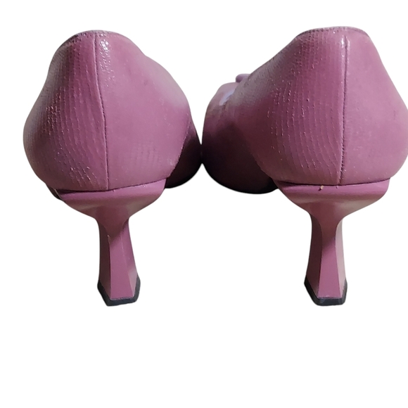 Timothy Hitsman Vintage Purple Dark Lavender Textured Leather Square Toe Heels - Picture 5 of 15